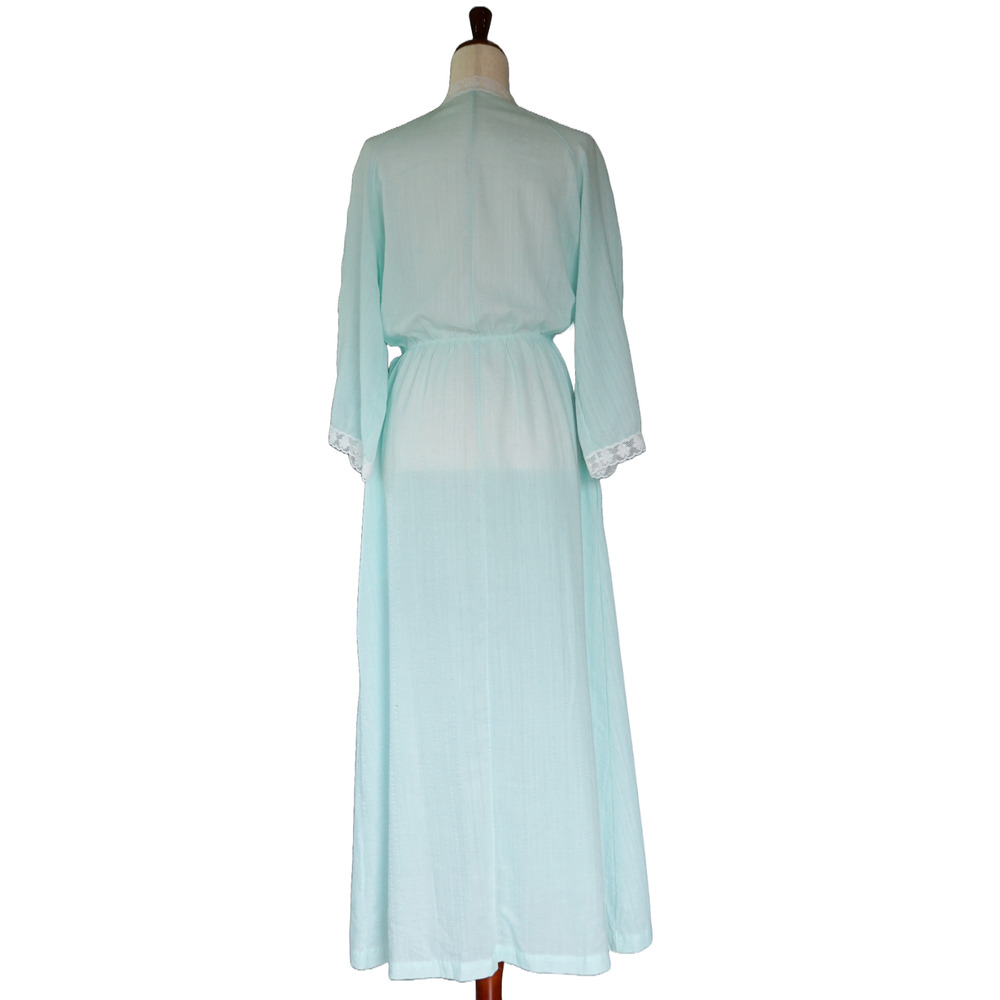 VTG Bonwit Teller Seersucker Lace Lingerie House Robe Nightgown Coquette Fairy - Picture 2 of 16